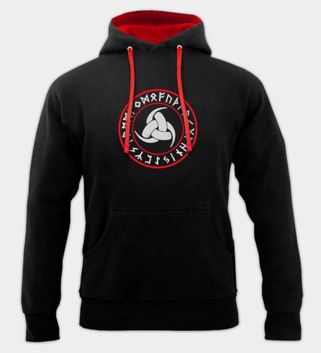 Odins Drievoudige Hoorn Geborduurde Hoodie
