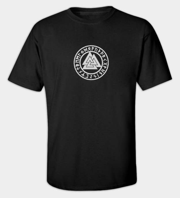 Runisch Valknut Geborduurd T-shirt