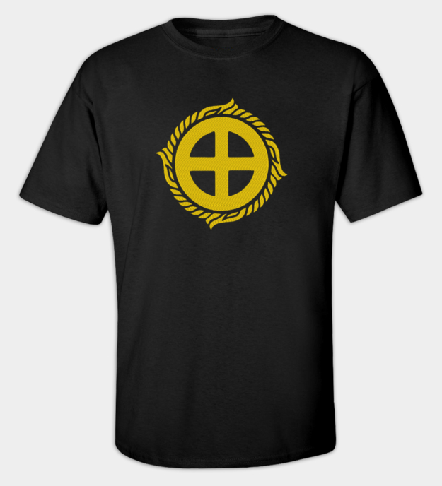 Zonnekruis geborduurde t-shirt
